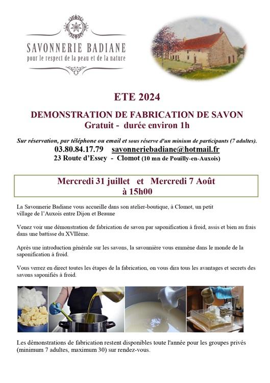 Affiche demonstrations savons clomot 2024